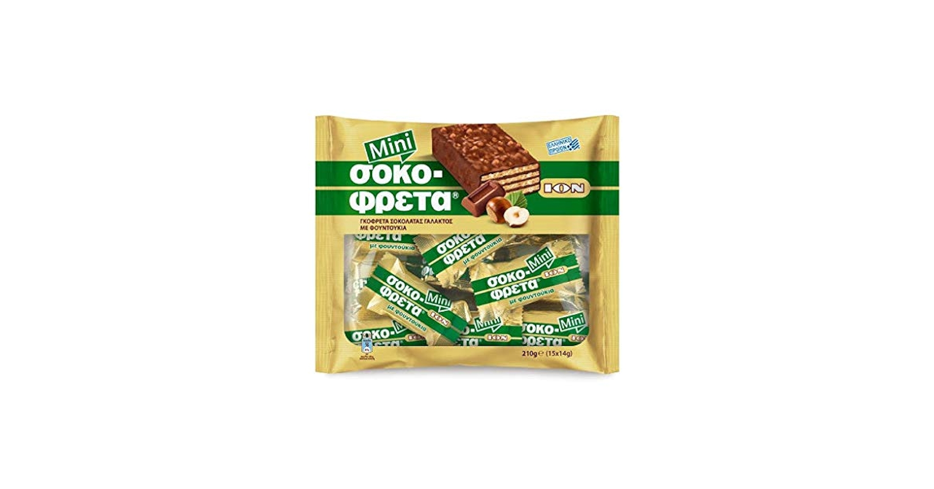 Ion Mini Chocolate Hazelnut Wafers Cookies 16/210 Gr